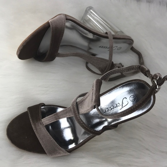 Faux Suede Taupe High Heels - Picture 5 of 8